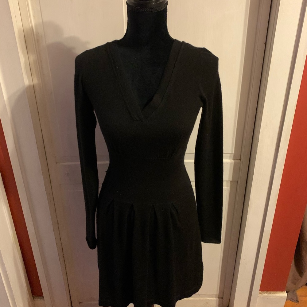 Qi Cashmere Black 100% Cashmere Sweater Dress XS